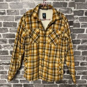 Kuhl fleece lined flannel jacket yellow plaid button down